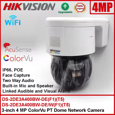 Hikvision DS-2DE3A400BW-DE/W(F1)(T5) 4MP POE Wifi AcuSense ColorVu Faces Detected PT Dome Camera DS-