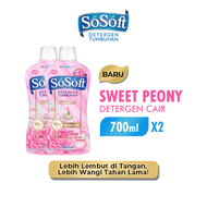 [Paket isi 2] SoSoft Deterjen Cair Sweet Peony Botol 700ml