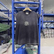 5NJ8 West Coast Choppers Skull Cross West Coast Washed Distressed Cut Sleeve T-Shirt Vest