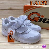GiGA LA 125 รองเท้าผ้าใบ แบบหนัง ติดเทป  ( 35-41) สีขาว