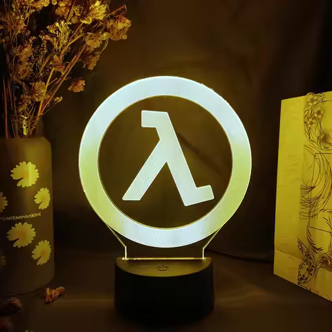 Game Half Life Alyx Logo 3D Acrylic Lamp Gaming Room Computer Desktop Setup Lighting Decor Colorful 