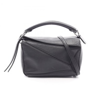 【二手】 LOEWE Puzzle Bag Mini 2WAY 手提包 322 30 U95 黑色皮革 Puzzle Bag Mini 女士二手 B