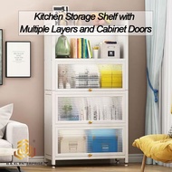 5 Layer 55cm & 80cm Multi-layer freestanding kitchen shelving cabinet with doors, multifunctional ca