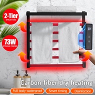 IPX4 Bathroom Towel Rack Black Electric Heating Towel Rack Waterproof Towel Holder Dryer Wall Mounte