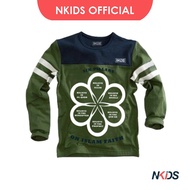 HIJAU NKIDS Long Sleeve Boys' T-shirt aged 6-14 Years Navy - Army Green (B12LT4)