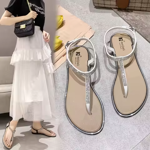 Rhinestone Sandals And Slippers 2021 New Female Tide Outer Wear Fashion Fairy Style Casual Korean La