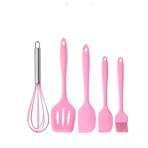 5 Pieces Cooking Utensils Silicone Baking Set Cooking Utensils Rubber Kitchen Utensils Baking Cookin