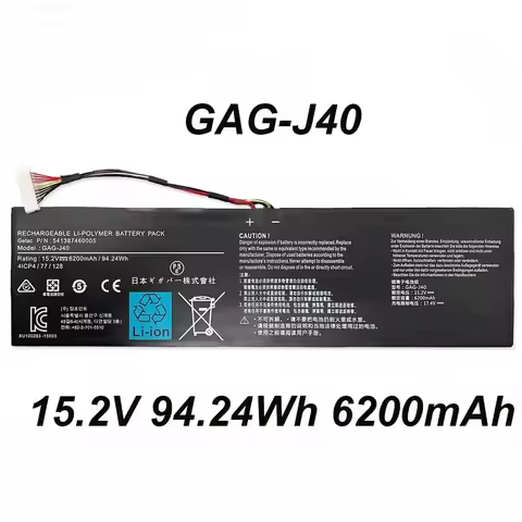 GAG-J40 15.2V 94.24Wh 6200mAh Original Laptop Battery For Gigabyte Aero14-V7 14-K7 15W 15X Aorus X7 