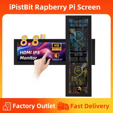 8.8Inch 1920x480 HDMI Secondary Screen IPS LCD Display for PC Chassis CPU RAM GPU PC Case Monitor Di