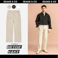 Men's BEIGE KAKI JEANS - JEANS & CO -- BEIGE STRAIGHT KAKI PANTS