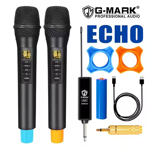 Wireless Microphone G-MARK X333 With ECHO Recording Karaoke Handheld Lithium Battery For Show Square
