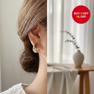 UP9.ACC VMI mode Wide base gold drop earrings Korean style for women KT540 Cute round  UP9.ACC VMI模式