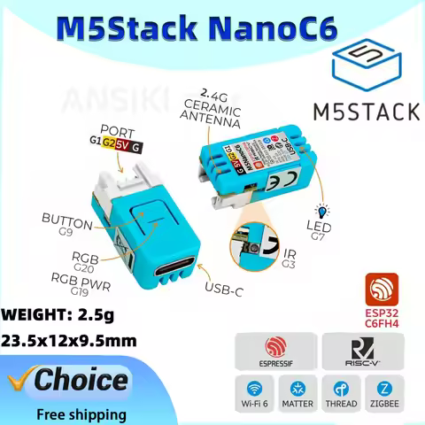 M5Stack NanoC6 Micro Low Power IoT Development Board ESP32-C6FH4 Support for Wi-Fi6 Zigbee for IoT I