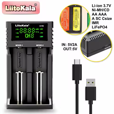 Liitokala Lii-S2 Lii-S4 Lii-C2 Lii-500 LCD 3.7V 1.2V 18650 18350 18500 14500 26650 AA NiMH Rechargea