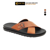 Dép quai ngang nam da bò MLS03 | Anh Tho Leather