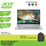 Acer Laptop Swift 3 54ES (14 Inch QHD IPS | Intel I5 1240P | 8GB RAM | 512GB SSD | Intel Iris XE | Windows 11 + Home &amp; Student | 2 Years + 1st Year Global Warranty | 1.25KG )