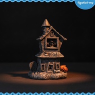 [figatia1] Eerie Manor with Pumpkins Weathered Eerie Manor Figurine Spooky Halloween Figurine for Ma