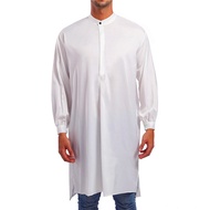 Okamoto สไตล์อาหรับแฟชั่นที่เรียบง่ายยาวผู้ชายเสื้อมุสลิมเสื้อคลุมเสื้อมุสลิมเครื่องแต่งกายมุสลิม เสื้อสไตล์ตะวันออกกลางมุสลิมเสื้อคลุมผู้ชายบุคลิกภาพ เสื้อเชิ้ตมุสลิม เสื้อคลุมสีพื้น