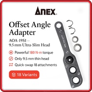 ANEX AOA-19 Ultra-Slim Offset Angle Adapter Kit – 18-in-1 10-24 mm 12-Point Socket Set w/ 3⁄8″ & 1⁄2