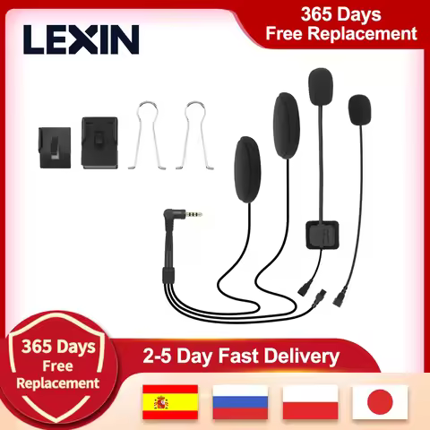 LEXIN LX-B4FM intercom headset&clip set for full/half helmet with High quality and Loud Sound Blueto