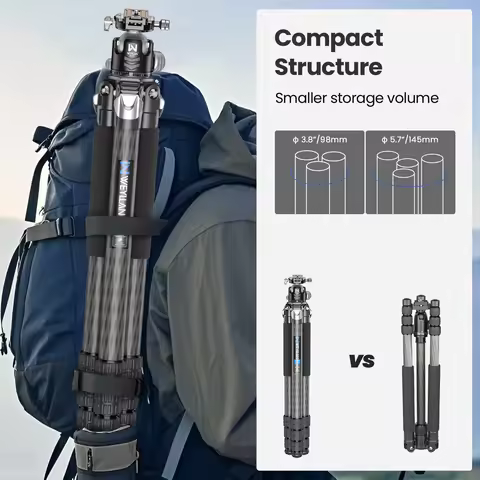 WEYLLAN GX9 Heavy Duty Carbon Fiber Tripod Compact Camera Tripod Monopod Tube 40mm with Ball Head fo