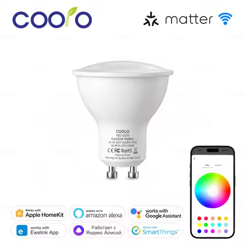 Matter WiFi GU10 Smart LED Light Bulb RGB W+C Dimmable Lamps 5W Spotlight Bulb Works With Ewelink Ap