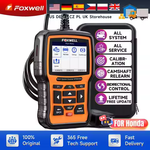 FOXWELL NT510 Elite fit for Honda Acura OBD2 Scanner Bidirectional Full System Engine ABS TCM SRS Di