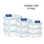 Combo of 9 Hokori rectangular food boxes (MS:6533) Viet Nhat, Safe food and frozen storage box