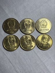 中國人民銀行 梅花5角硬幣 6枚  國徽幣值得收藏