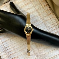 RAFORD 金色圓形 黑色錶盤 金線條可調節錶帶 古董錶 vintage