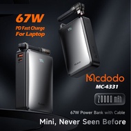 MCDODO MC-433 67W 20000mAh Powerbank / PD 67W + QC 22.5W Super Quick Fast Charging / Digital Display