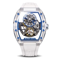 BONEST GATTI 2026 New Tonneau Crystal Case Skeleton Mens Mechanical Watch Rubber Strap Light Luxury