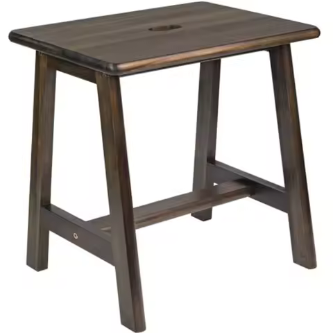 Acacia Wood Stool - Rectangular 6.7" D x 3" W x 7.7" H - Small Bench Seat End Table Bathroom Plant M