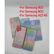 HP EllaStuff Samsung M22 Case Softcase Bling Bling Rainbow Case Casing Samsung M22hp