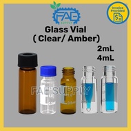 Glass Vial 1.5/2mL 4mL clear amber with cap for lab use HPLC GC Sampel bottle