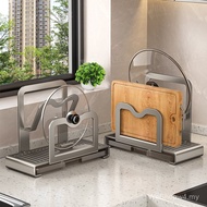 Source Countertop Kitchen Pot Lid Rack Shelf Multifunctional Storage Rack Handy Tool Standing Spatul