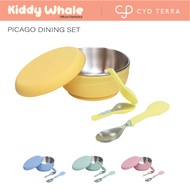 CYD TERRA | Baby Kids Bowl Fork and Spoon Set | PICAGO | Feeding Utensils Stainless Steel Silicone