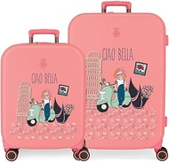 Ciao bella Pink Suitcase Set 55/70 cm Rigid ABS Built-in TSA Lock 116 Litre 7.54 kg 4 Double Wheels 
