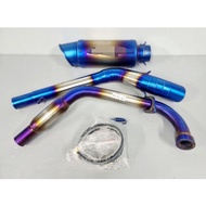 คอท่อสแตนเลส Mslaz M-Slaz และ R15 ก่อนปี 2017 สีไทเท สำหรับคอท่อ 2 นิ้ว พร้อมปลายท่อ สีไทเท ปลายโค้