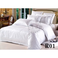 Satin-Cotton Bed Sheet 6 Ft. Stripe Pattern (R601 White)