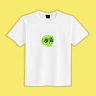 Q版 骷髏頭 綠色 外星人 衣服 白T T恤 童裝 純棉 吸濕排汗 涼感