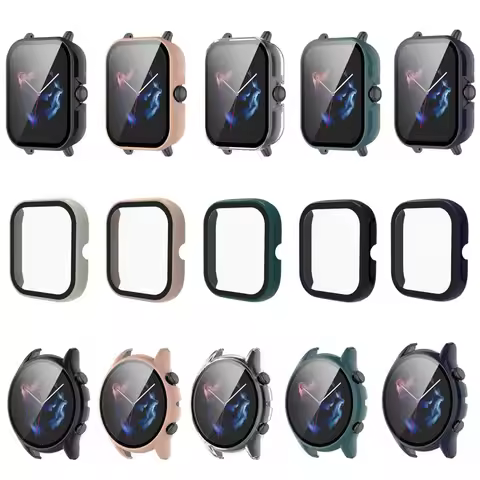 Hard Edge Glass Screen Protector Film Case Shell For Amazfit GTR3/GTR2/GTR 3/2 GTS3/GTS 2e/GTS2 Mini