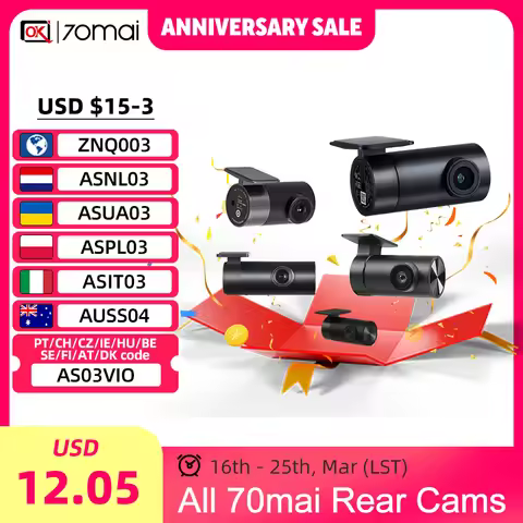 Original 70mai Rear Cam RC12 for 70mai Dash Cam A810 WDR Supported Global Version 70mai Backup Cam R