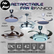 FANCO Retractable Ceiling Fan 42 Inches DC Motor with 3 Color LED Light (PART B)