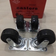 PRICE FOR 1 piece) 2 NGY wheels Black rubber wheels live swivel 2" inch live 2" inch 2" flat support