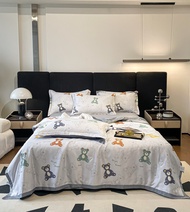 Bộ chăn ga gối lụa thái M2T Bedding - chăn hè chần bông ga giường và 2 vỏ gối nằm - Ga giường bo chu