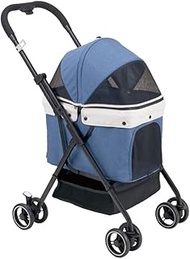 Pet Stroller for Dogs Cats Travel Carrier Strolling Cart with 360° Swivel Front Wheels and Suspensio