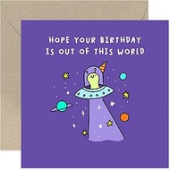 Old English Co. Fun Birthday Card for Child - 'Out of This World' Space Themed Birthday Card for Him