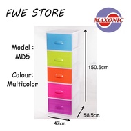 Maxonic 5 Tier Plastic Drawer / Cabinet / Storage Cabinet Multi Color MD5