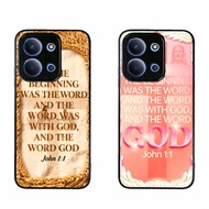 Phone Case cover for POCO C85 Bible verse John 1 1 aesthetic black Protection